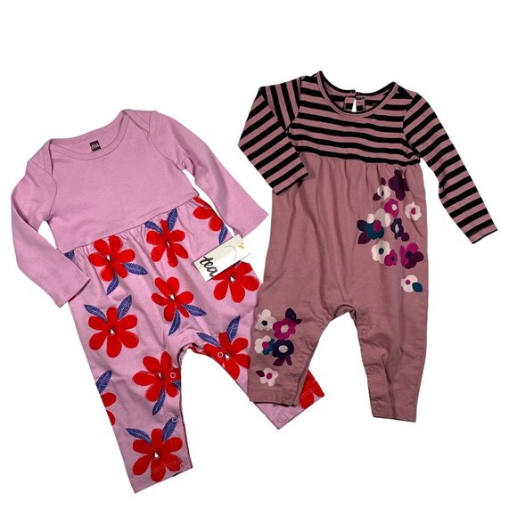 Tea Collection Other - Set of Tea Collection Baby Romper Jumpsuits 3-6 months Floral